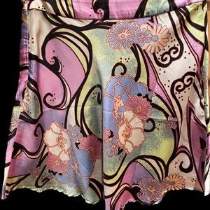 Free People Satin “Sugar And Spice” Mini Skirt New w/Tags Retro mod print Size 2
